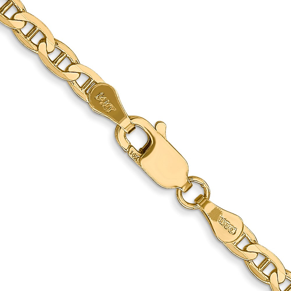 14K 3mm Concave Anchor with Lobster Clasp Chain