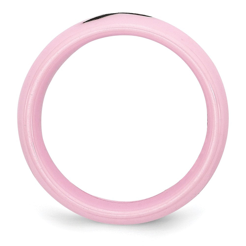 Chisel Ceramic Pink Black Laser Accented Ribbon 8mm Polished Band