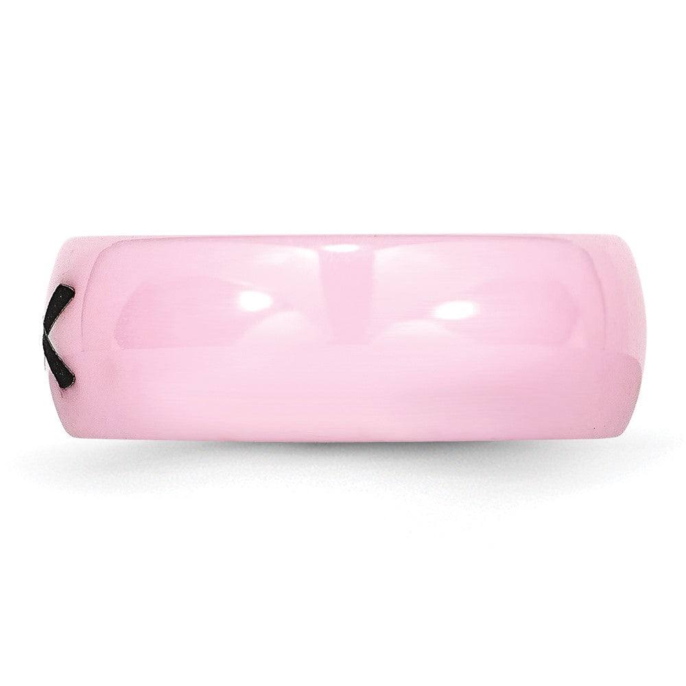 Chisel Ceramic Pink Black Laser Accented Ribbon 8mm Polished Band