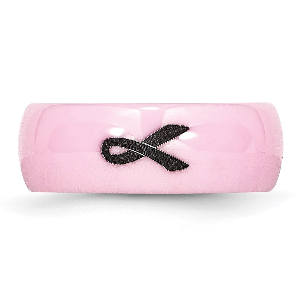 Chisel Ceramic Pink Black Laser Accented Ribbon 8mm Polished Band