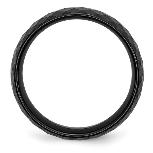Chisel Ceramic Black Faceted 7.5mm Polished Band