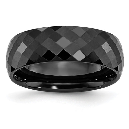 Chisel Ceramic Black Faceted 7.5mm Polished Band