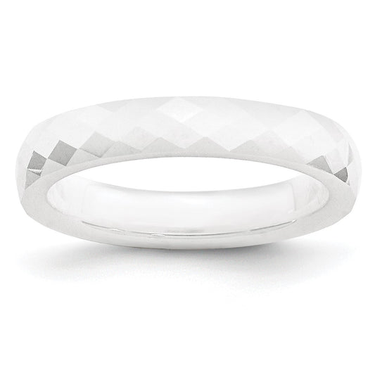 Chisel Ceramic White 4mm Faceted Polished Band