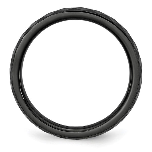 Chisel Ceramic Black 4mm Faceted Polished Band