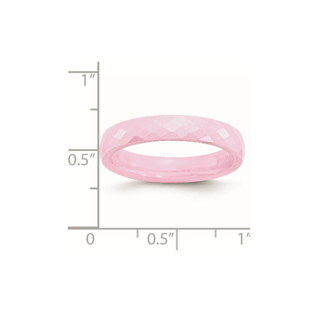 Chisel Ceramic Pink 4mm Faceted Polished Band