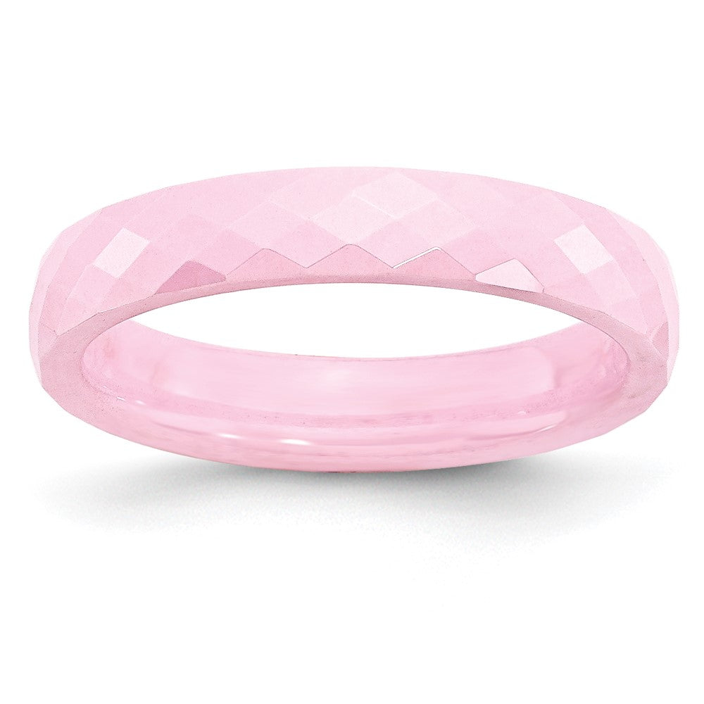 Chisel Ceramic Pink 4mm Faceted Polished Band