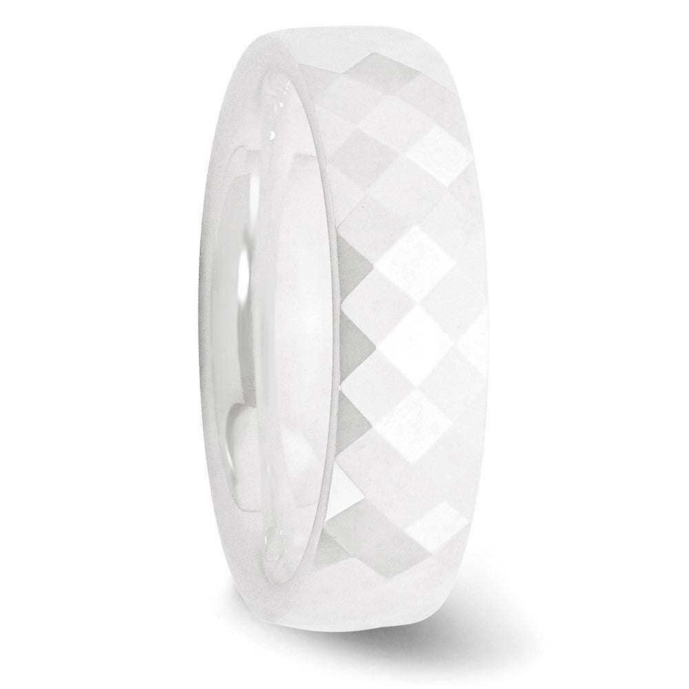 Chisel Ceramic White 6mm Faceted Polished Band