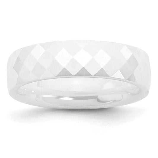 Chisel Ceramic White 6mm Faceted Polished Band