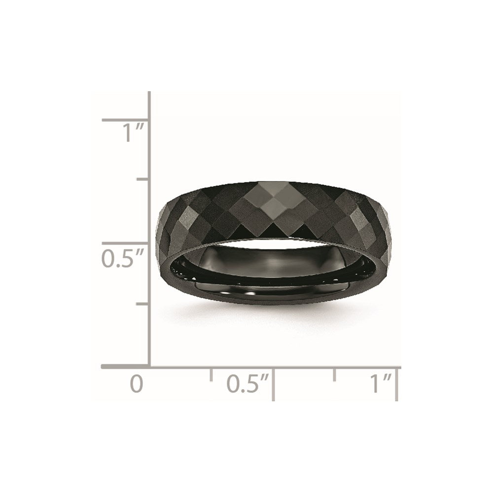 Ceramic Black 6mm Faceted Polished Band