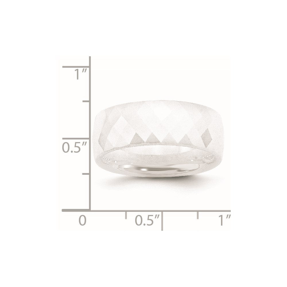Chisel Ceramic White Faceted 8mm Polished Band