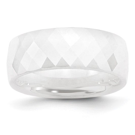 Chisel Ceramic White Faceted 8mm Polished Band