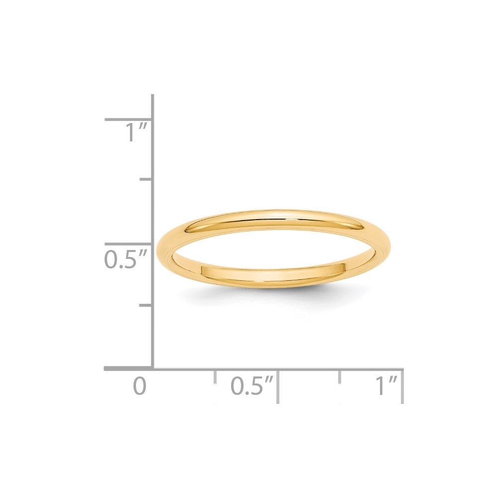14k Yellow Gold 2mm Standard Weight Comfort Fit Wedding Band