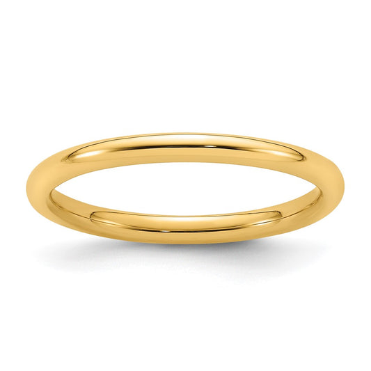 14k Yellow Gold 2mm Standard Weight Comfort Fit Wedding Band 