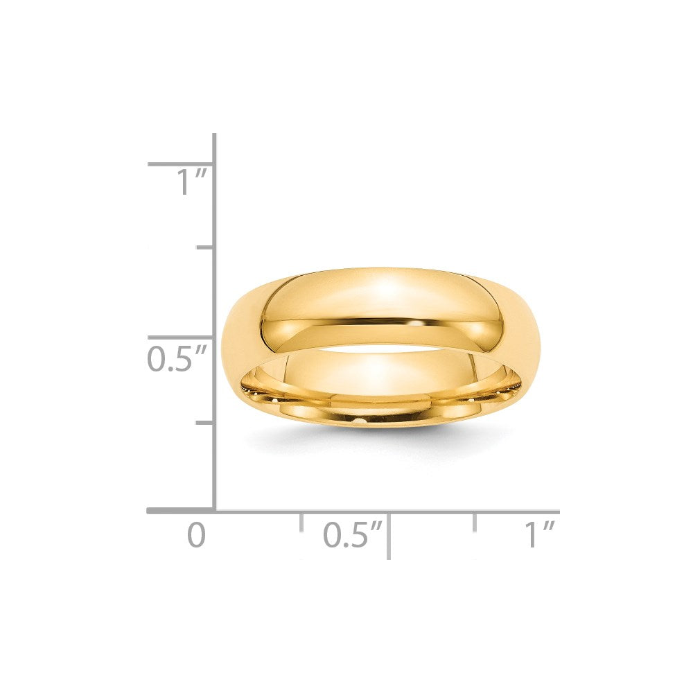 14k Yellow Gold 6mm Standard Weight Comfort Fit Wedding Band