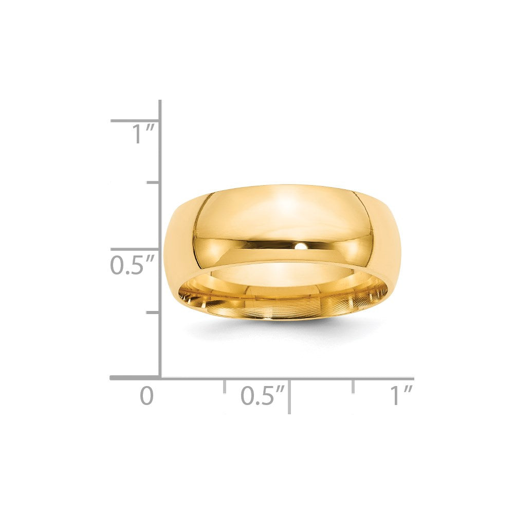 14k Yellow Gold 8mm Standard Weight Comfort Fit Wedding Band