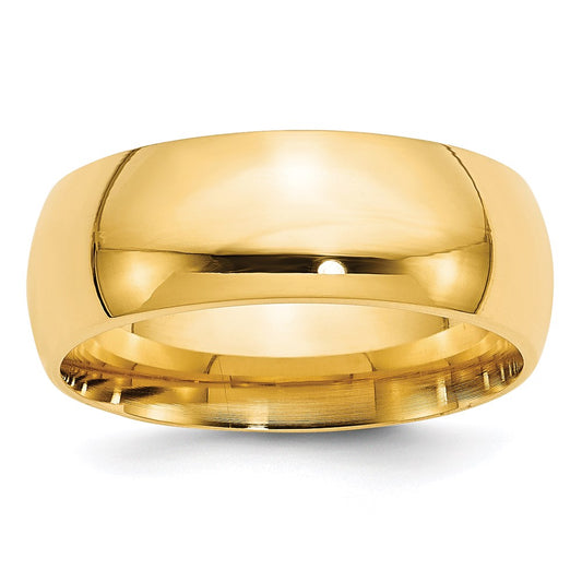 14k Yellow Gold 8mm Standard Weight Comfort Fit Wedding Band 