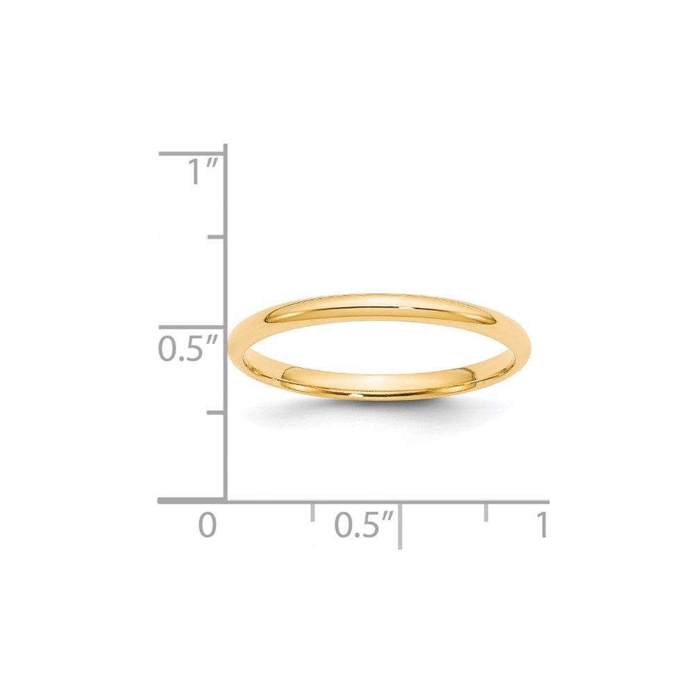 14k Yellow Gold 2mm Lightweight Comfort Fit Wedding Band