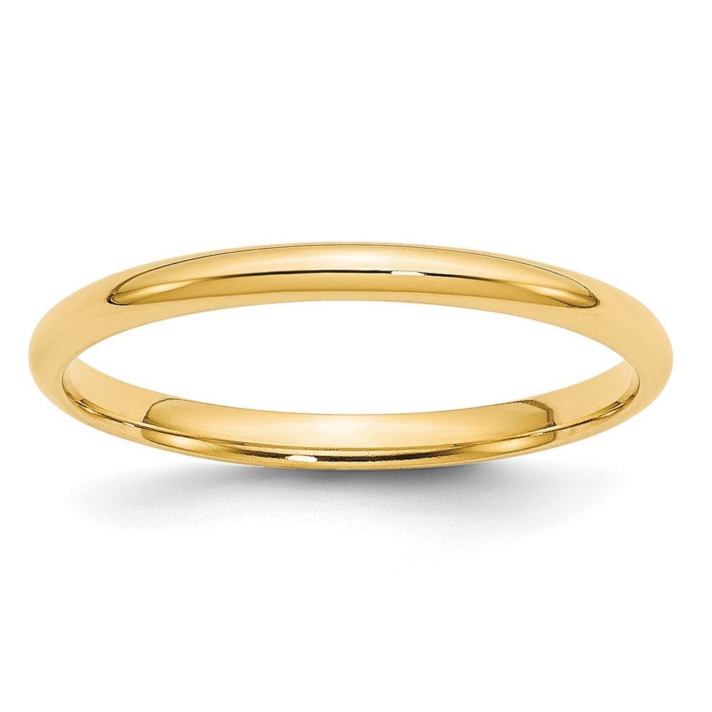 14k Yellow Gold 2mm Lightweight Comfort Fit Wedding Band 