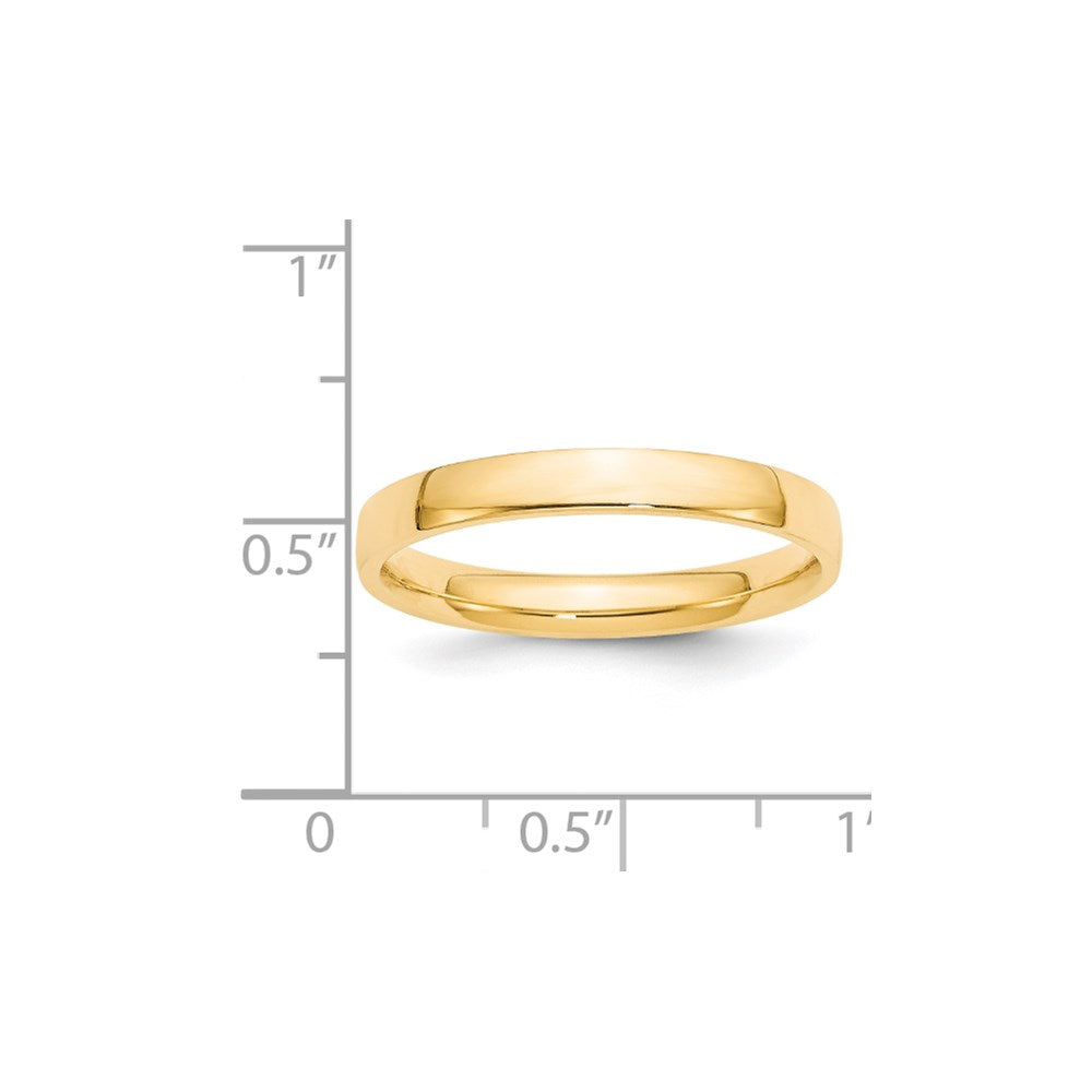 14k Yellow Gold 3mm Lightweight Comfort Fit Wedding Band