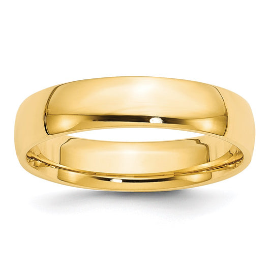 14k Yellow Gold 5mm Lightweight Comfort Fit Wedding Band 