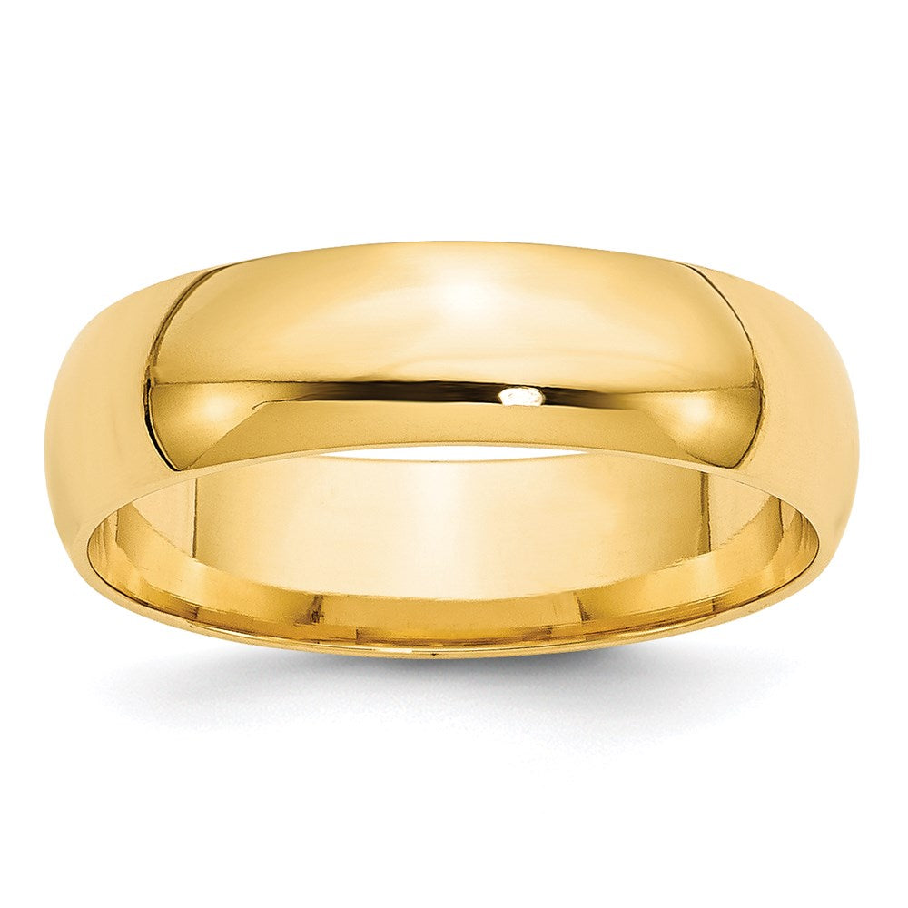 14k Yellow Gold 6mm Lightweight Comfort Fit Wedding Band 