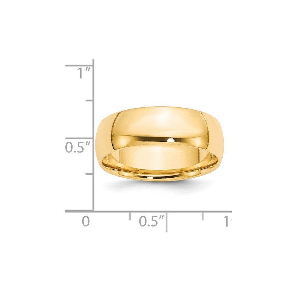 14k Yellow Gold 7mm Lightweight Comfort Fit Wedding Band