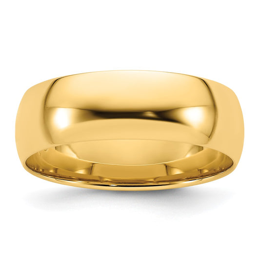 14k Yellow Gold 7mm Lightweight Comfort Fit Wedding Band 
