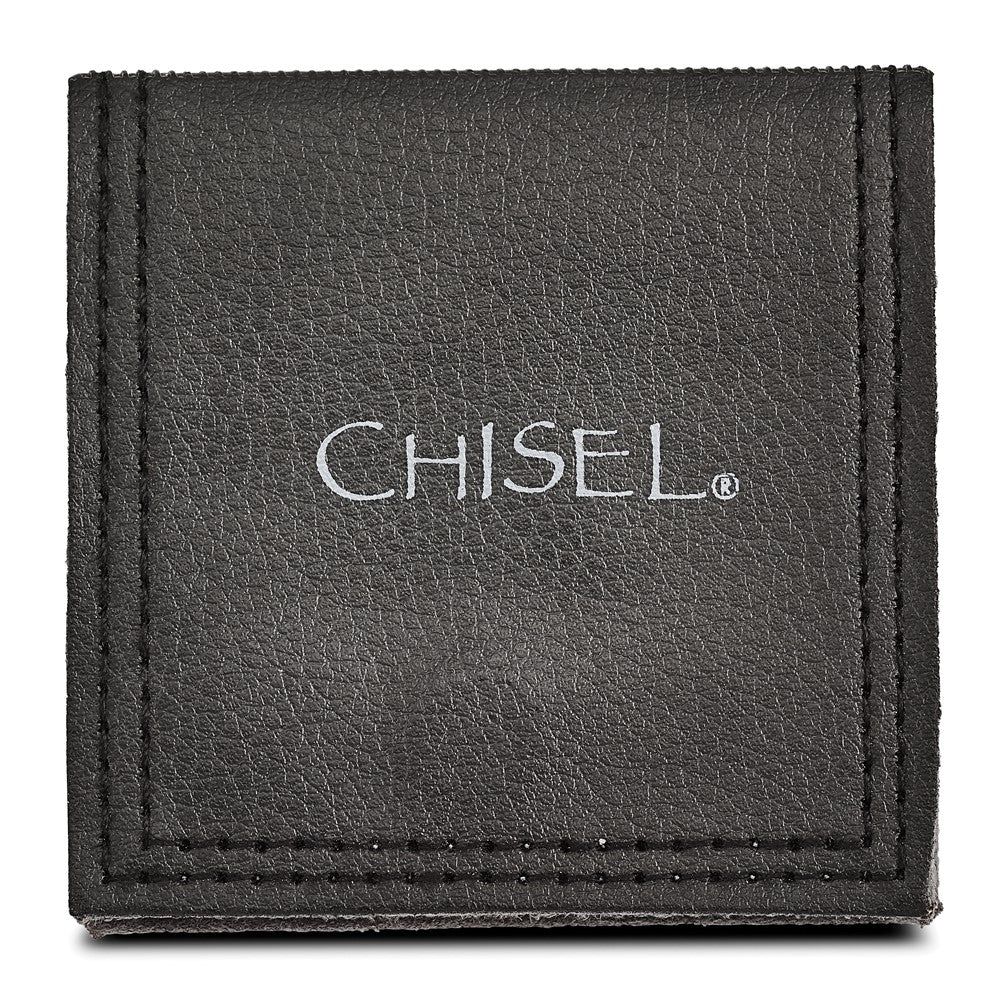 Chisel Stainless Steel Polished with Black Crystal 9mm Band