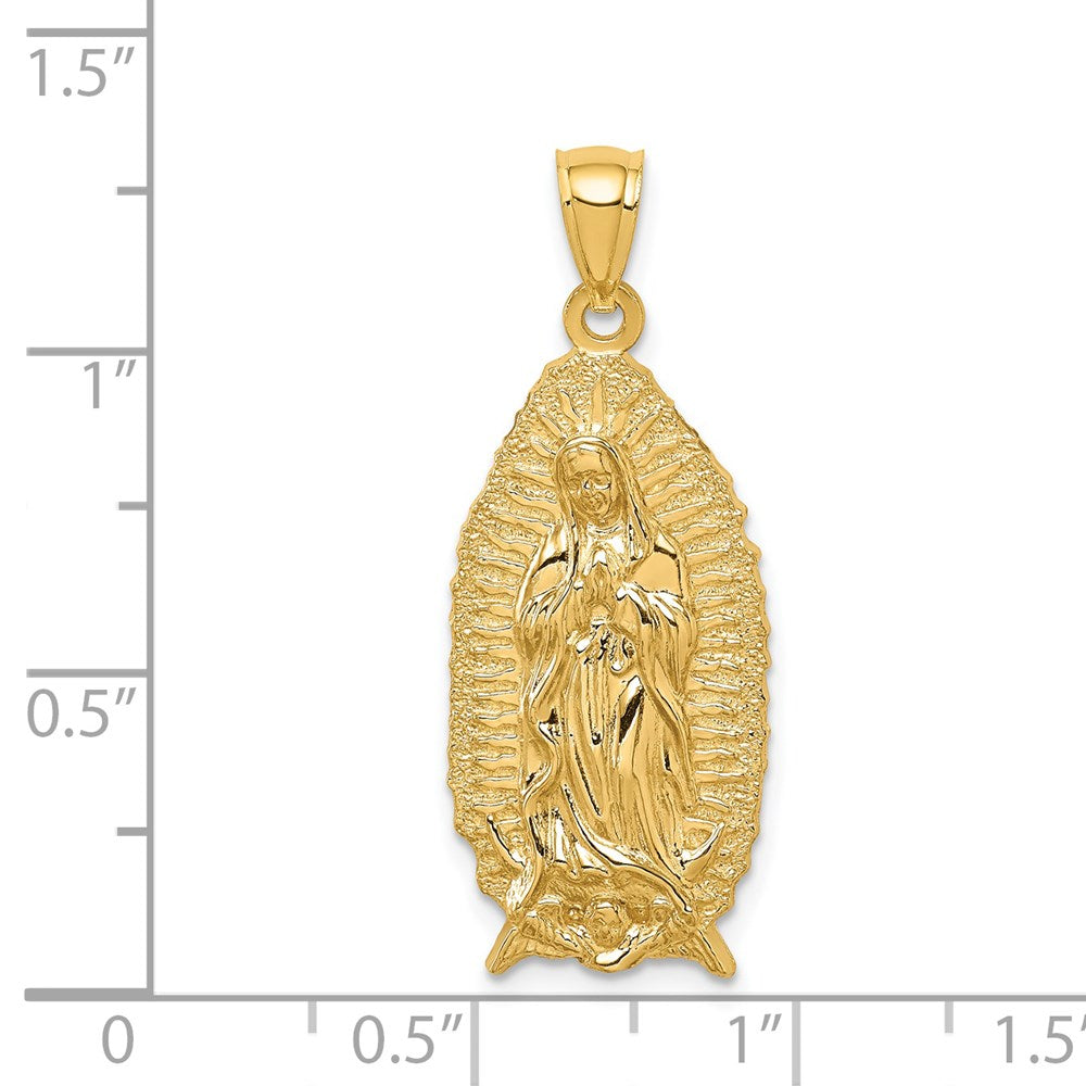 14K Polished and Textured Our Lady of Guadalupe Pendant