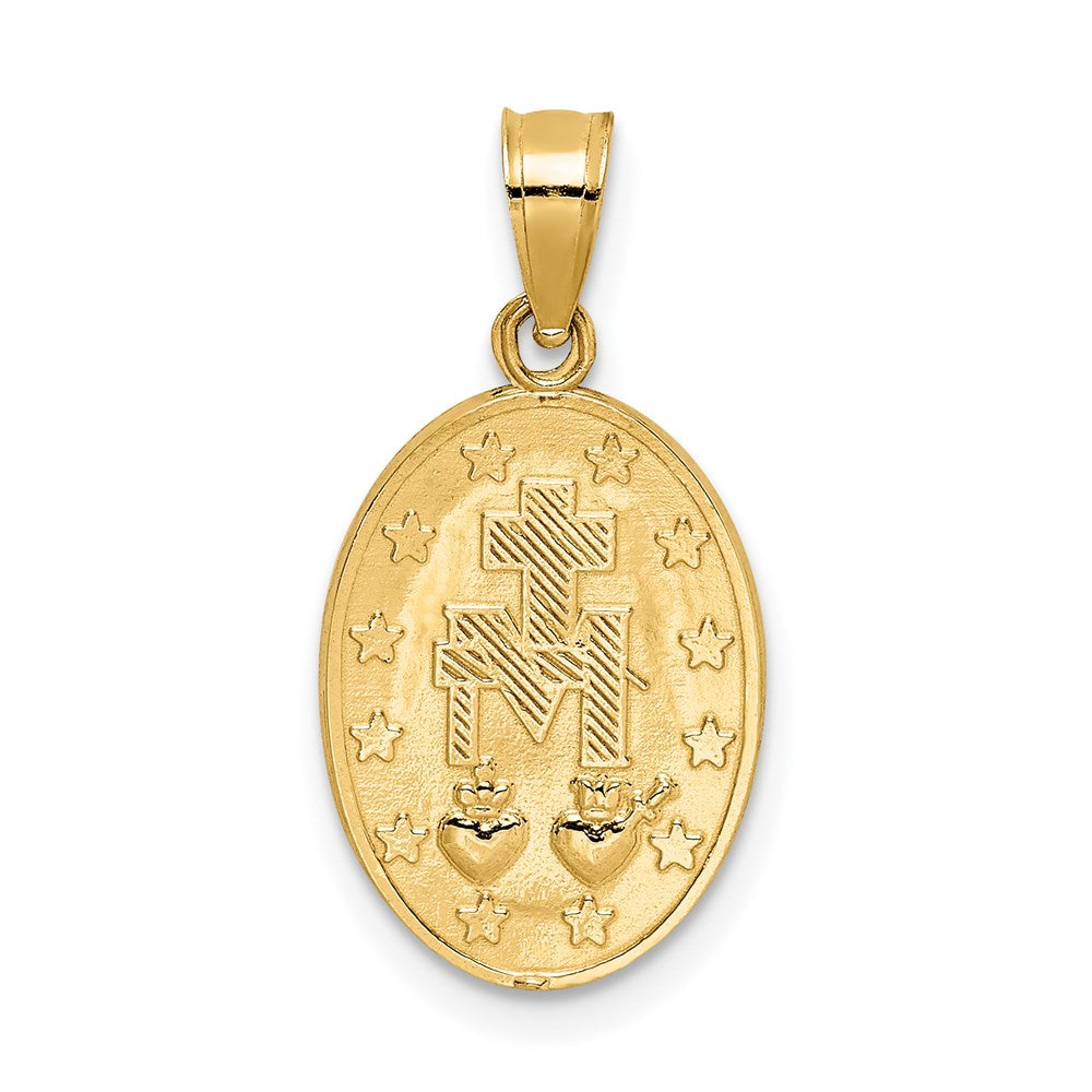 14K Polished Solid Miraculous Medal Oval Pendant