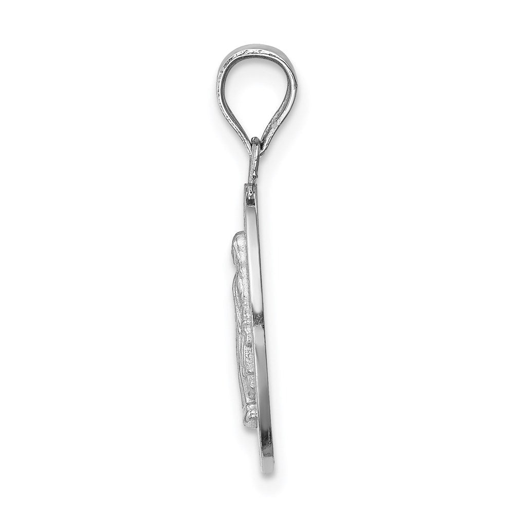 14K White Gold Polished Solid Miraculous Medal Oval Pendant