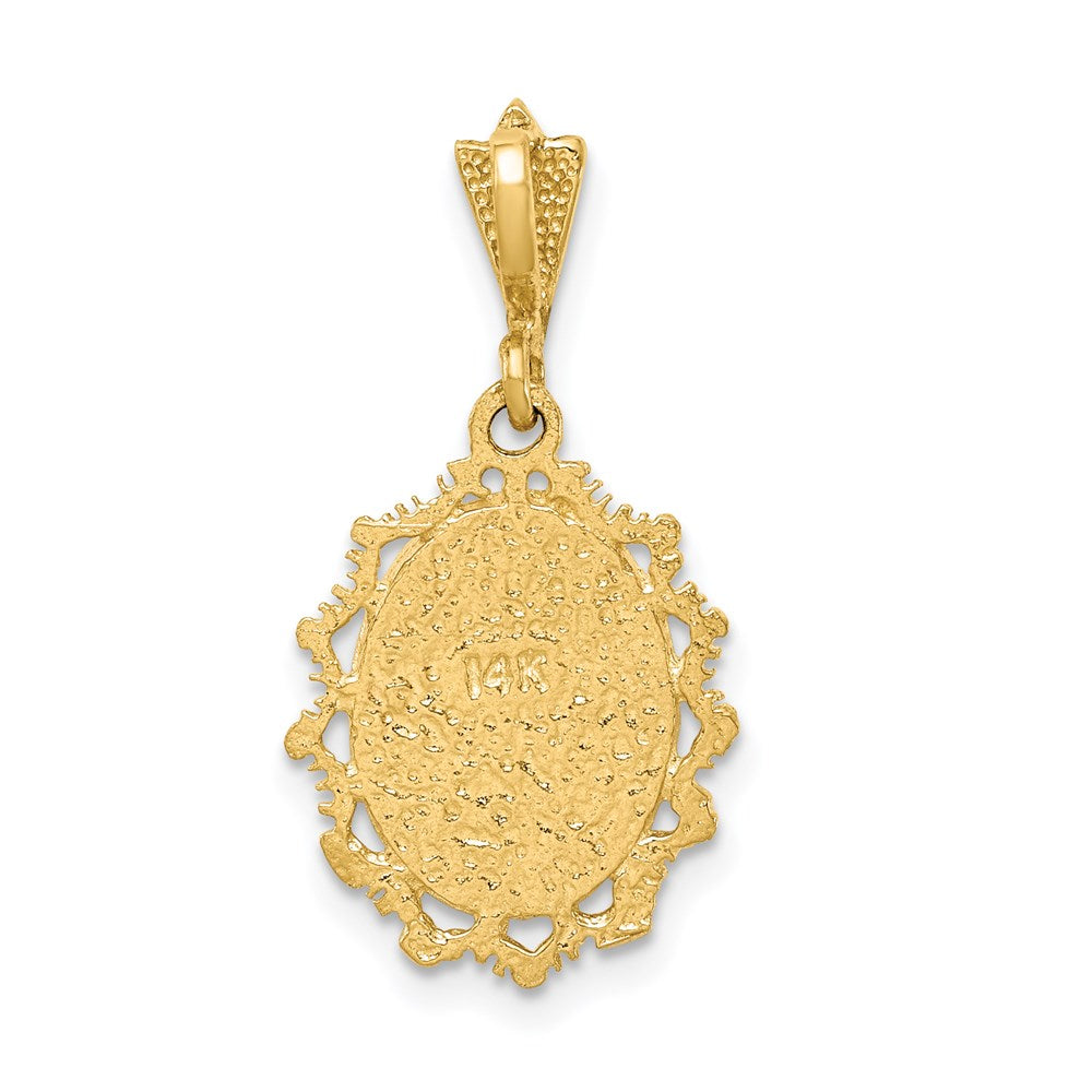 14K Two-tone Polished Our Lady of Guadalupe Oval Pendant