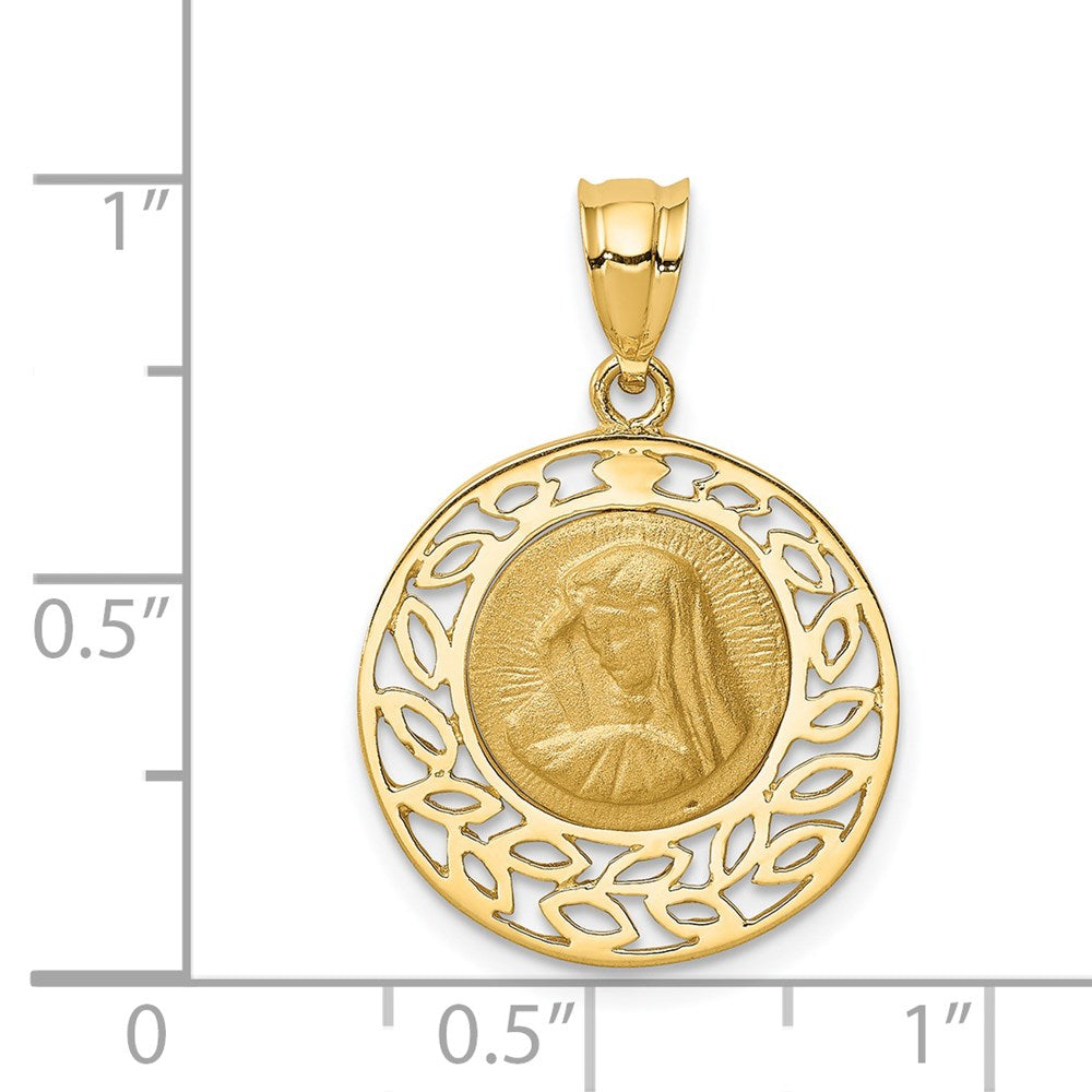 14K Brushed and Polished Virgin Mary Pendant