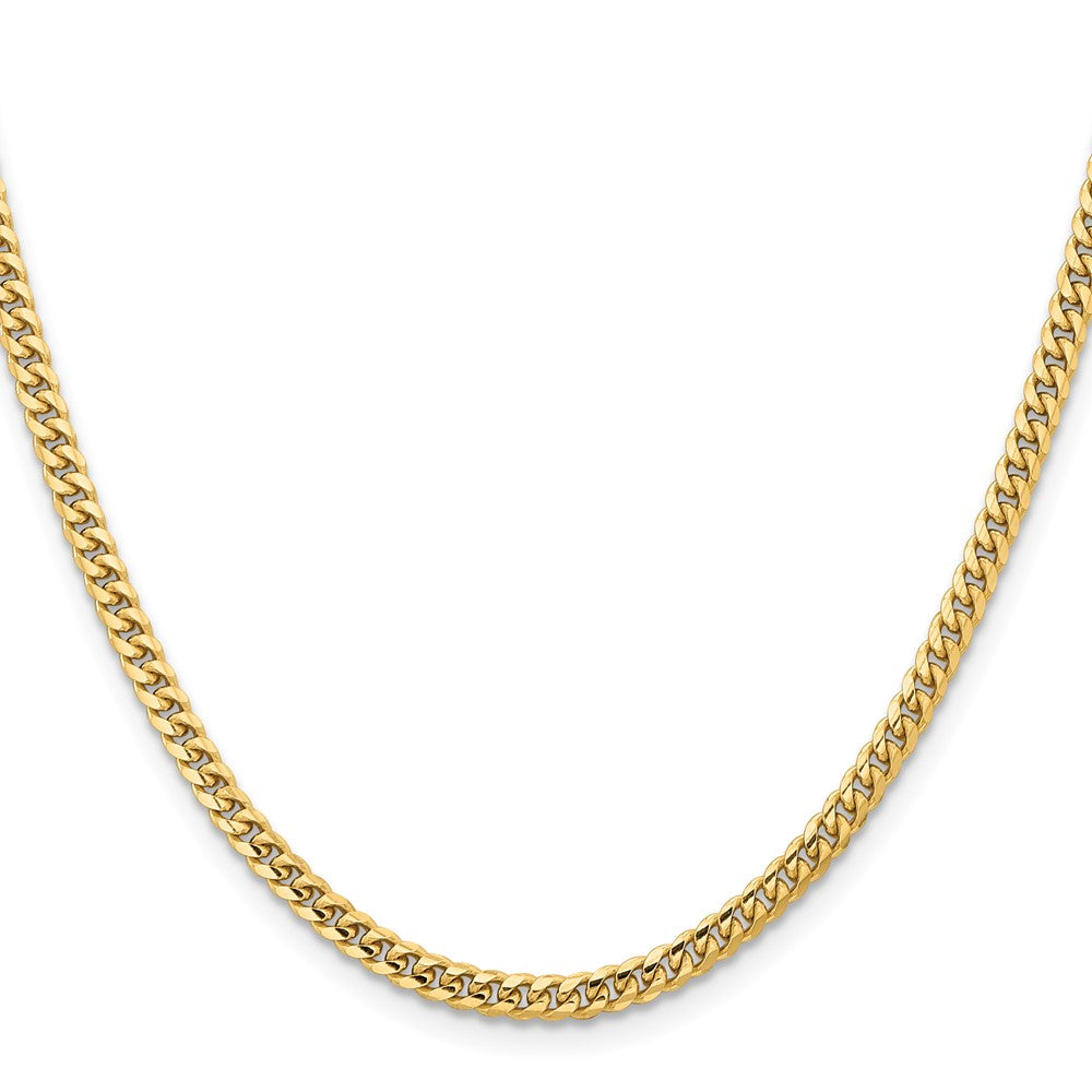 14K 3.5mm Solid Miami Cuban Link with Lobster Clasp Chain