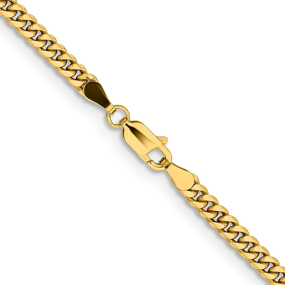 14K 3.5mm Solid Miami Cuban Link with Lobster Clasp Chain