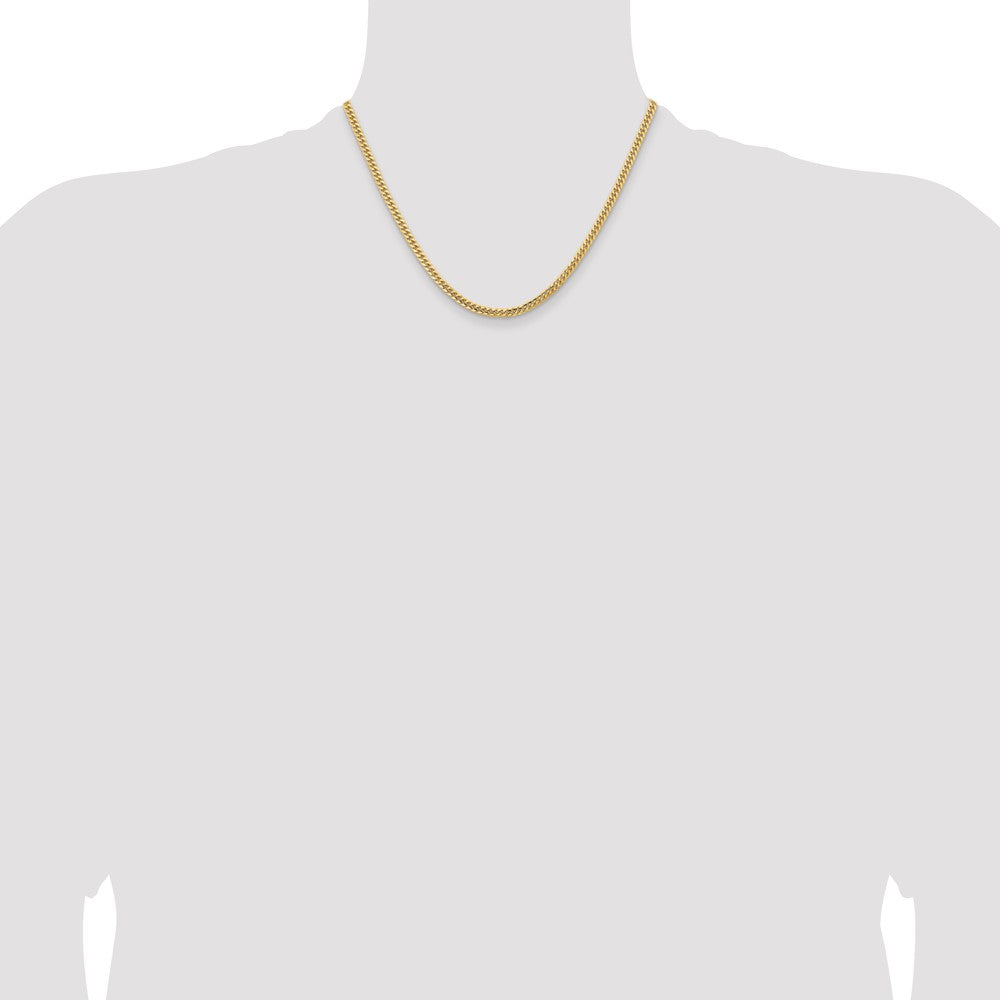 14K 3.5mm Solid Miami Cuban Link with Lobster Clasp Chain