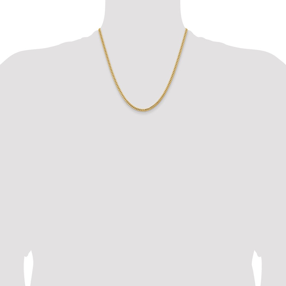 14K 3.5mm Solid Miami Cuban Link with Lobster Clasp Chain