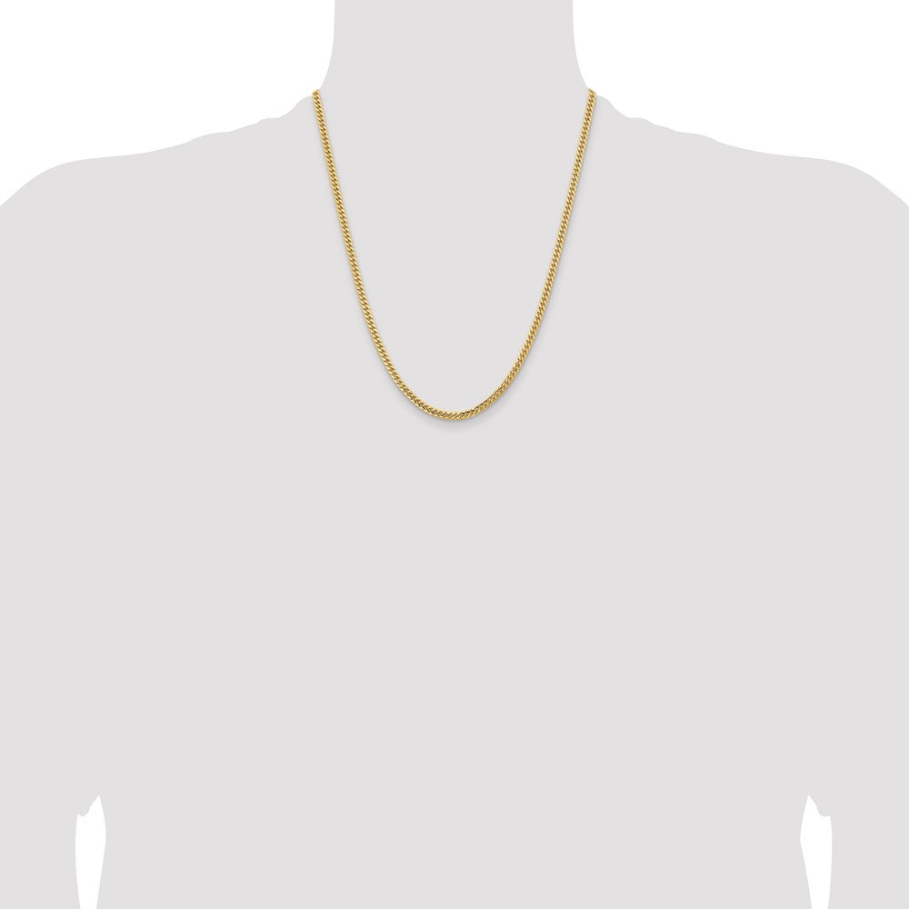 14K 3.5mm Solid Miami Cuban Link with Lobster Clasp Chain