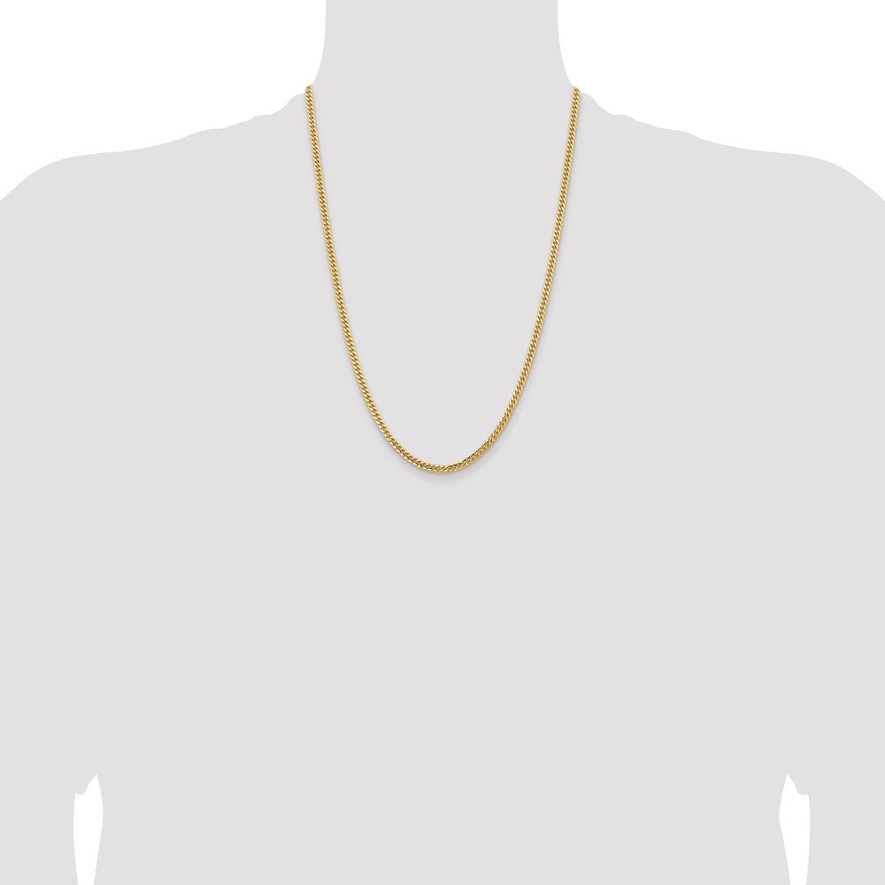 14K 3.5mm Solid Miami Cuban Link with Lobster Clasp Chain