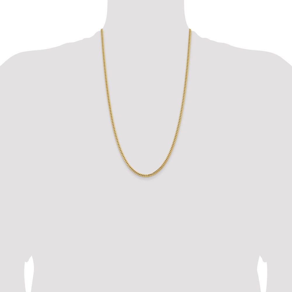14K 3.5mm Solid Miami Cuban Link with Lobster Clasp Chain