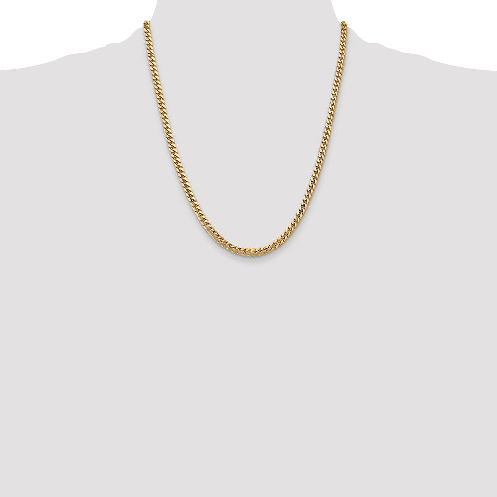 14K 4.3mm Solid Miami Cuban Link with Lobster Clasp Chain