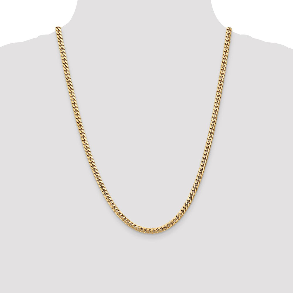 14K 4.3mm Solid Miami Cuban Link with Lobster Clasp Chain