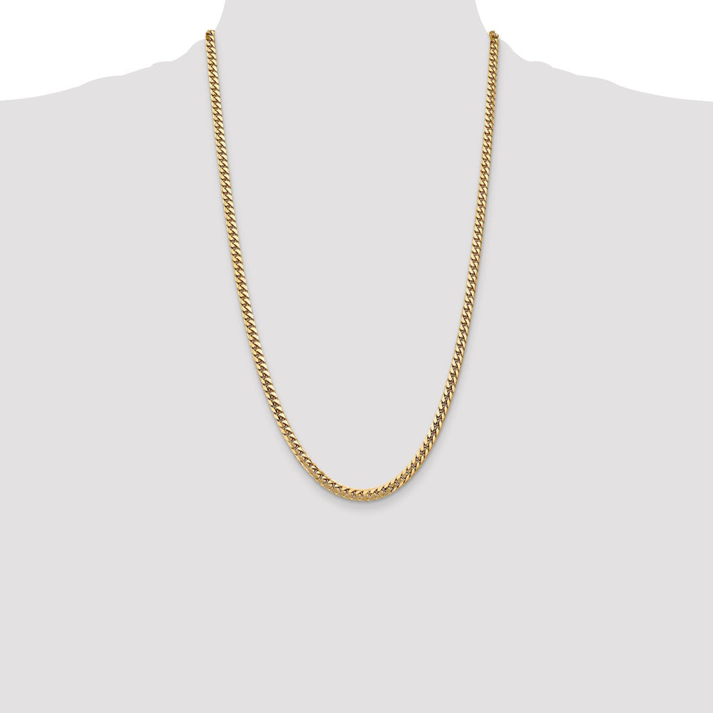 14K 4.3mm Solid Miami Cuban Link with Lobster Clasp Chain