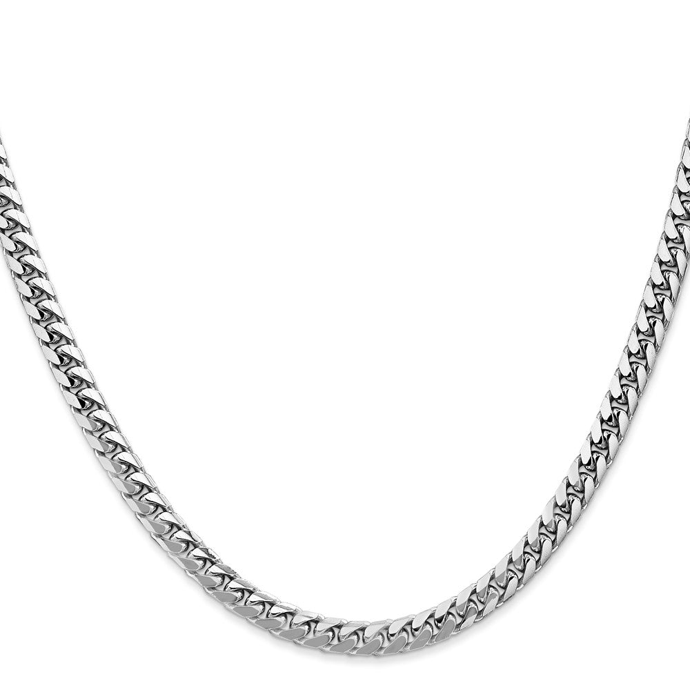 14K White Gold 4.3mm Solid Miami Cuban Link with Lobster Clasp Chain