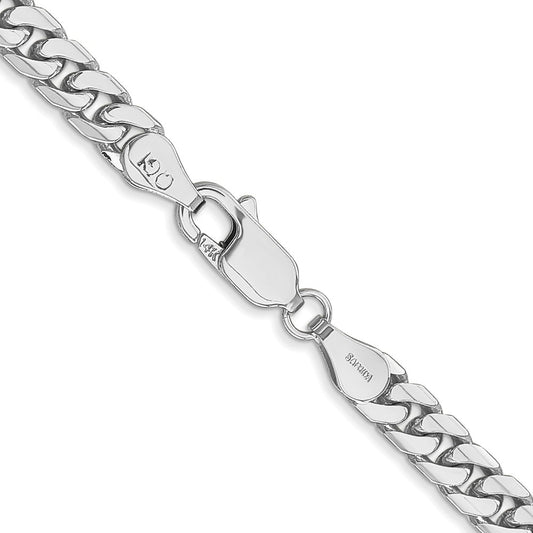 14K White Gold 4.3mm Solid Miami Cuban Link with Lobster Clasp Chain