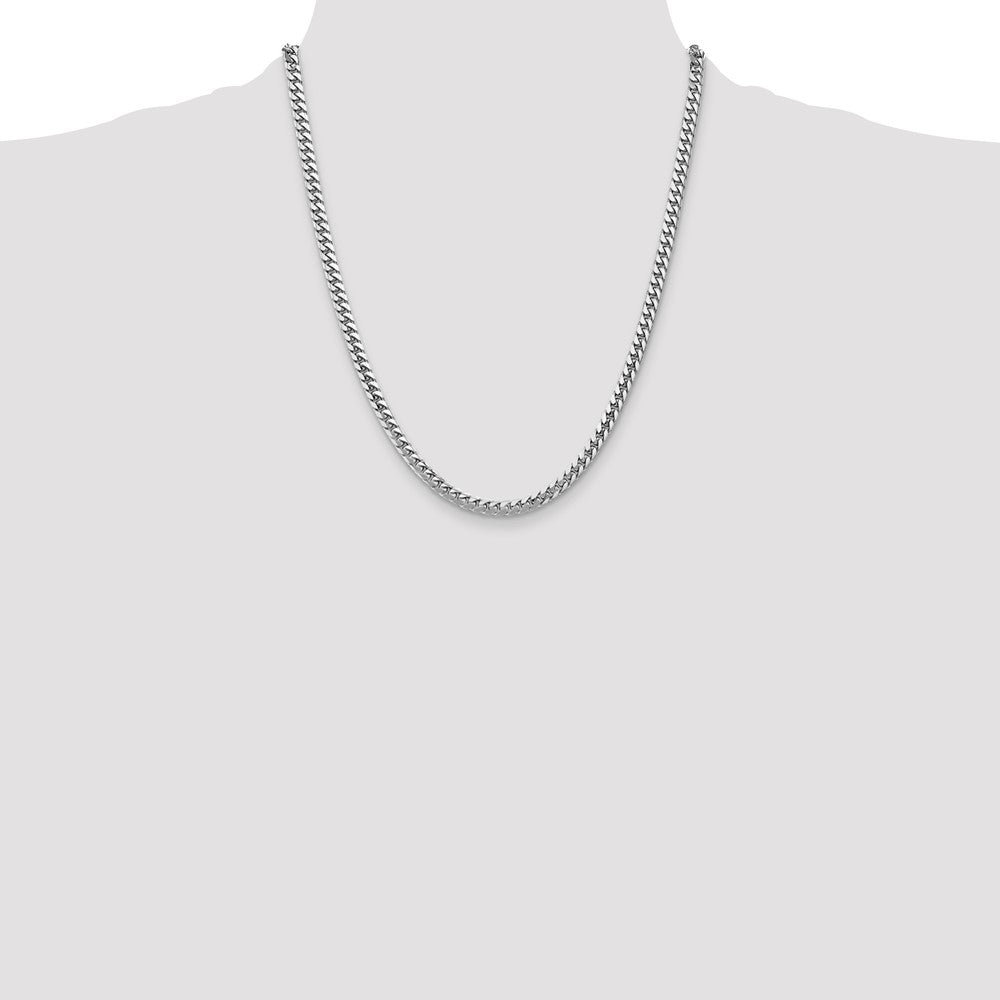 14K White Gold 4.3mm Solid Miami Cuban Link with Lobster Clasp Chain