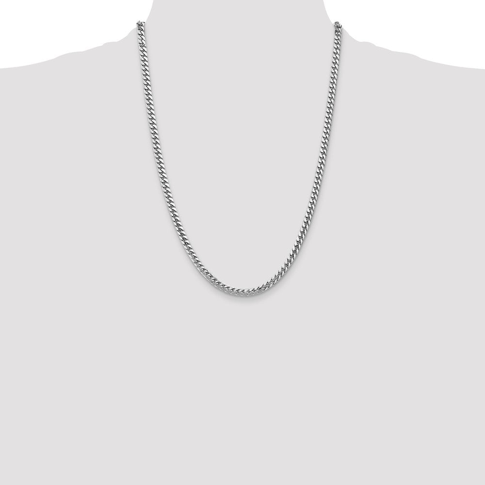 14K White Gold 4.3mm Solid Miami Cuban Link with Lobster Clasp Chain