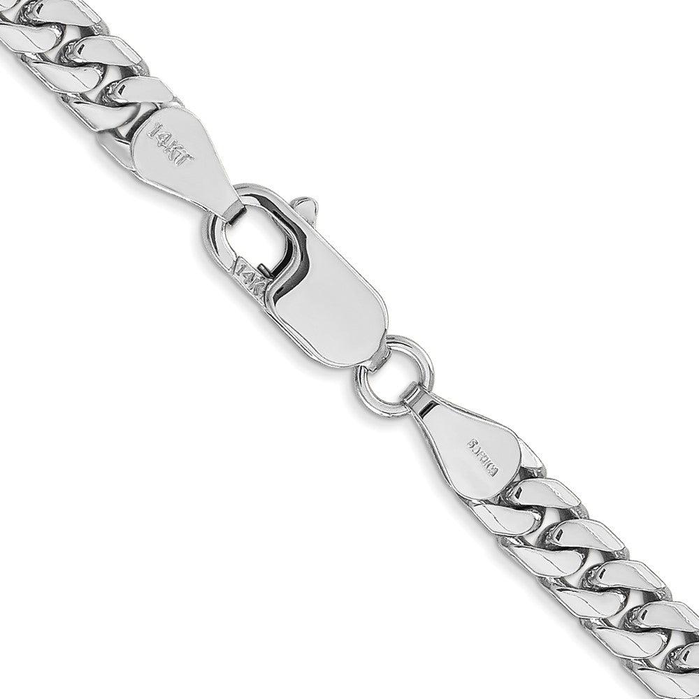 14K White Gold 5mm Solid Miami Cuban Link with Lobster Clasp Chain
