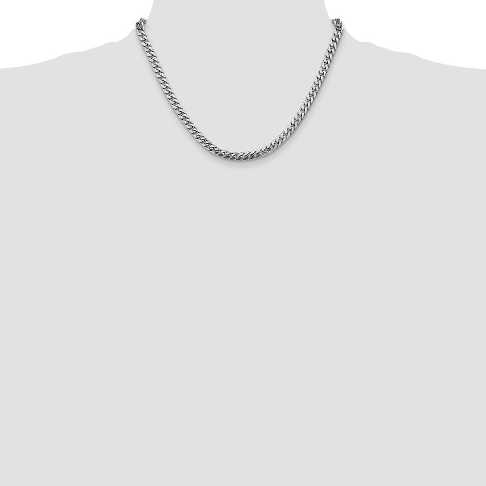 14K White Gold 5mm Solid Miami Cuban Link with Lobster Clasp Chain