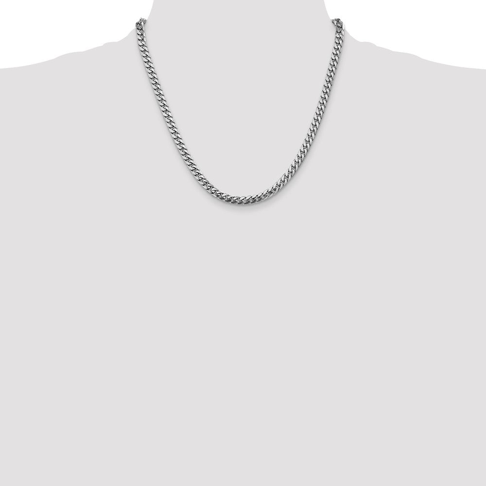 14K White Gold 5mm Solid Miami Cuban Link with Lobster Clasp Chain